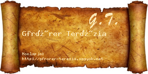 Gfrörer Terézia névjegykártya